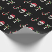 Joy Gothic Skull Holly Kerstfeestdag Cadeaupapier (Hoek)