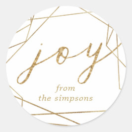 Joy Gouden Geometrische Kerstmis Klassieke Ronde S Sticker
