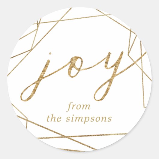 Joy Gouden Geometrische Kerstmis Klassieke Ronde S Sticker (Voorkant)