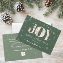 Joy Green Business Holiday Kaart met Logo