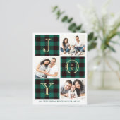 JOY| Green Pset Photo Collage Kerstfeestdag Briefkaart (Staand voorkant)