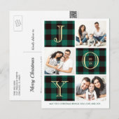 JOY| Green Pset Photo Collage Kerstfeestdag Briefkaart (Voorkant / Achterkant)