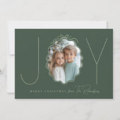JOY Green Simple Bow Foto Kerstvakantie Kaart (Voorkant)