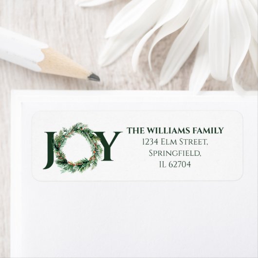 Joy Greenery Christmas Wreath Retouradres Etiket (Insitu)