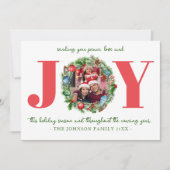 JOY Groen blijvende waterverf kerst fotokaart Feestdagenkaart (Voorkant)