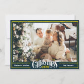 JOY Groen Goud Script Minimalistische Foto Kerstmi Feestdagenkaart (Voorkant)