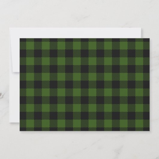 Joy | Groene Buffalo Plaid Photo Holiday Kaart (Achterkant)