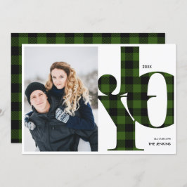 Joy | Groene Buffalo Plaid Photo Holiday Kaart
