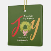 Joy Grootouders Eerste Kerst Keepsake Krans Keramisch Ornament (Links)