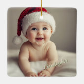 Joy Grootouders Eerste Kerst Keepsake Krans Keramisch Ornament (Achterkant)