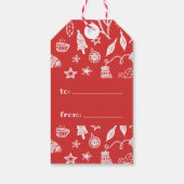 Joy · Hand getekende kerstdecoraties Vakantieset Cadeaulabel (Achterkant)