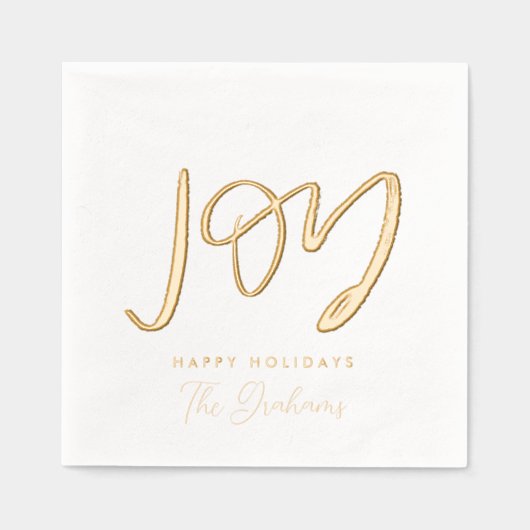 Joy Hand-Lettered Holiday Folie Servetten (Voorkant)