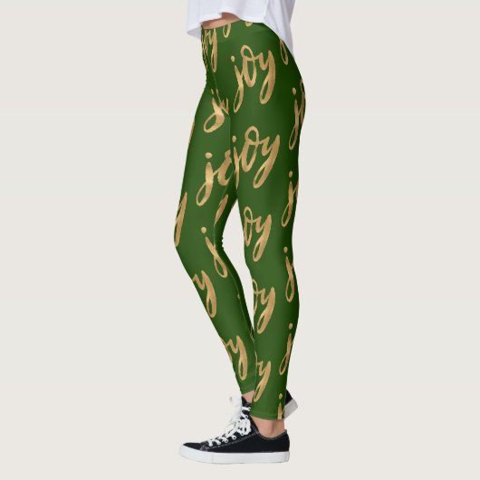 Joy Hand Lettered Script Gold kerstfeestdag Leggings (Links)