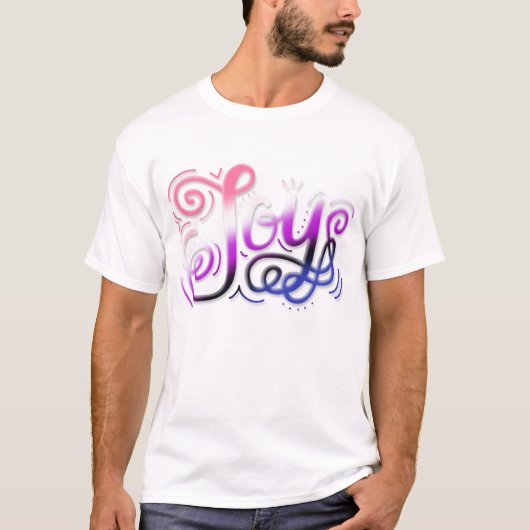 Joy Hand Lettering Genderfluid Pride Roze Paarse T-shirt (Voorkant)