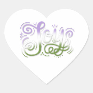Joy Hand Lettering Genderqueer Pride Groen Paarse Hart Sticker