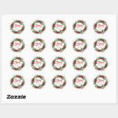 Joy Handwritten Script Name Red Christmas Wreath  Ronde Sticker (Vel)