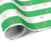 Joy Hearts on Striped Cadeaupapier (Rol Hoek)