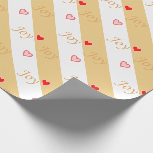 Joy Hearts op diagonaal gestreept Cadeaupapier (Hoek)