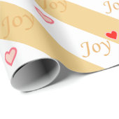 Joy Hearts op diagonaal gestreept Cadeaupapier (Rol Hoek)