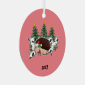 Joy Hedgehog Kerstmis Metalen Ornament (Voorkant Rechts)