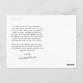 Joy heeft ons in paniek geraakt fotofeestdag briefkaart (Achterkant)