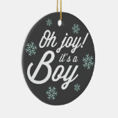 Joy het is een Jongen Foto Holiday Bancement Keramisch Ornament (Rechts)