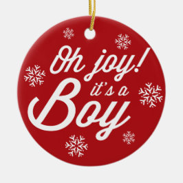 Joy het is een Jongen Foto Holiday Bancement Keramisch Ornament