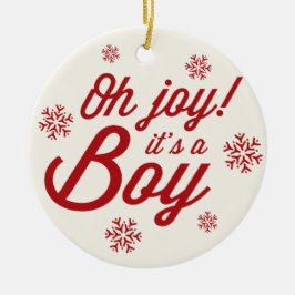 Joy het is een Jongen Foto Holiday Bancement Keramisch Ornament