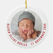 Joy het is een Jongen Foto Holiday Bancement Keramisch Ornament (Achterkant)