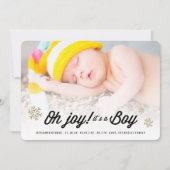 Joy Het is een jongen Snowflakes Foto Holiday Birt Feestdagenkaart (Voorkant)