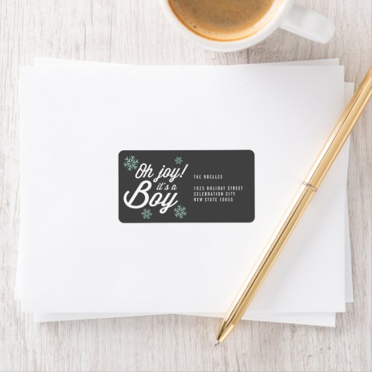 Joy, het is een padvinder Snowflakes Holiday Birth Etiket (Insitu)