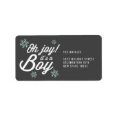 Joy, het is een padvinder Snowflakes Holiday Birth Etiket (Voorkant)