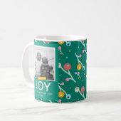 Joy Holiday Berries Custom 1-Photo Kerstmis Koffiemok (Voorkant links)