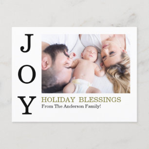 JOY Holiday Blessings Foto Family Holiday Card Feestdagenkaart