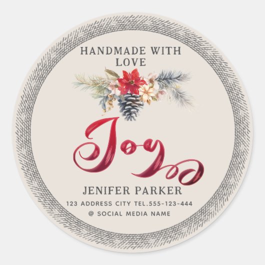 Joy Holiday elegant modern handgemaakt Ronde Sticker (Voorkant)