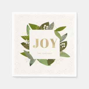 JOY Holiday Foliages Ivoor White Paper Napkins Servet