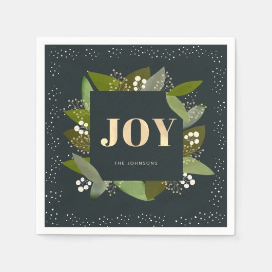 JOY Holiday Foliages Marine Blauw Papier Servetten (Voorkant)