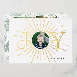 Joy Holiday Foto Card, Joyful, Child, Religieuze Folie Feestdagenkaart