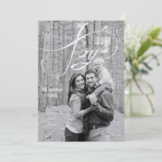Joy Holiday Kerstmis Feestdagenkaart (Staand voorkant)