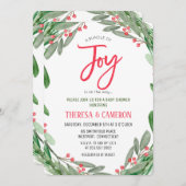 Joy Holiday Mistletoe Baby shower Uitnodiging (Voorkant / Achterkant)