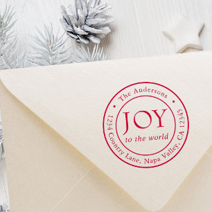Joy Holiday Return Address Round Zelfinktende Stempel