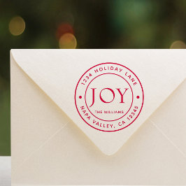 Joy Holiday Return Address Round Zelfinktende Stempel
