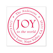 Joy Holiday Return Address Round Zelfinktende Stempel (Design)