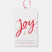 JOY HOLIDAY stijlvol eenvoudig modern leuk rood sp Cadeaulabel (Voorkant)