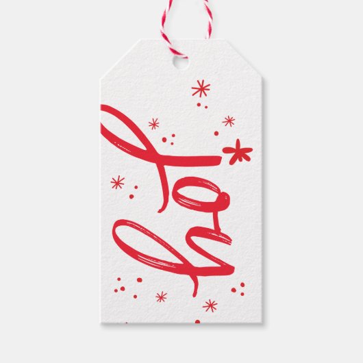 JOY HOLIDAY stijlvol eenvoudig modern leuk rood sp Cadeaulabel (Voorkant)