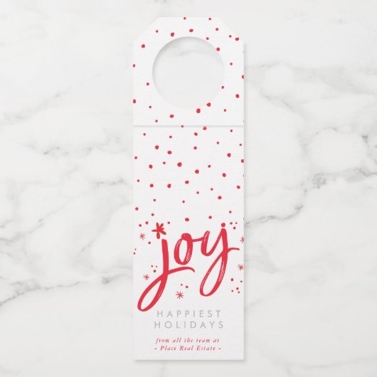 JOY HOLIDAY stijlvol eenvoudig modern leuk rood sp Flessenhanger (Voorkant)