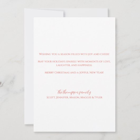 Joy Holiday Wishes Christmas Kaart (Achterkant)