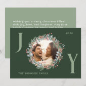 Joy Holiday Wreath Christmas Kaart (Voorkant / Achterkant)