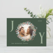 Joy Holiday Wreath Christmas Kaart (Staand voorkant)