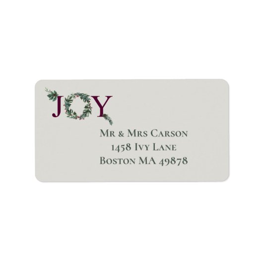 Joy Holidays Greeting Card Etiket (Voorkant)